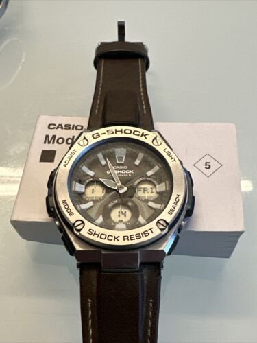 Seltene CASIO GST-W130L Solar Armbanduhr - Stahl und Leder G-SHOCK G SHOCK