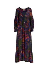 NWT FARM Rio Navy Tropical Floral Paisley Tapestry Balloon Sleeve Maxi Dress XS