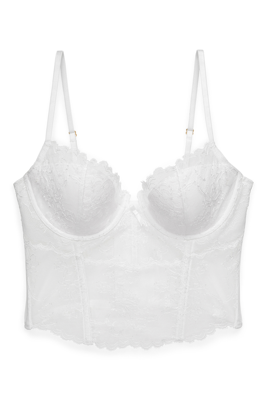 140$ Josie Natori Chantilly Lace Bustier in Warm White, 32C
