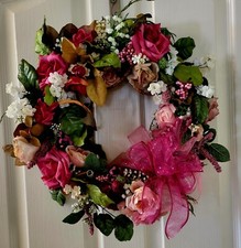 Mixed Floral Wreath on a Grapevine Base For Year Around Enjoyment 16" Diameter