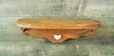 Wood Wall Shelf with Two Hanging Pegs, Heart Motif, 15" Long