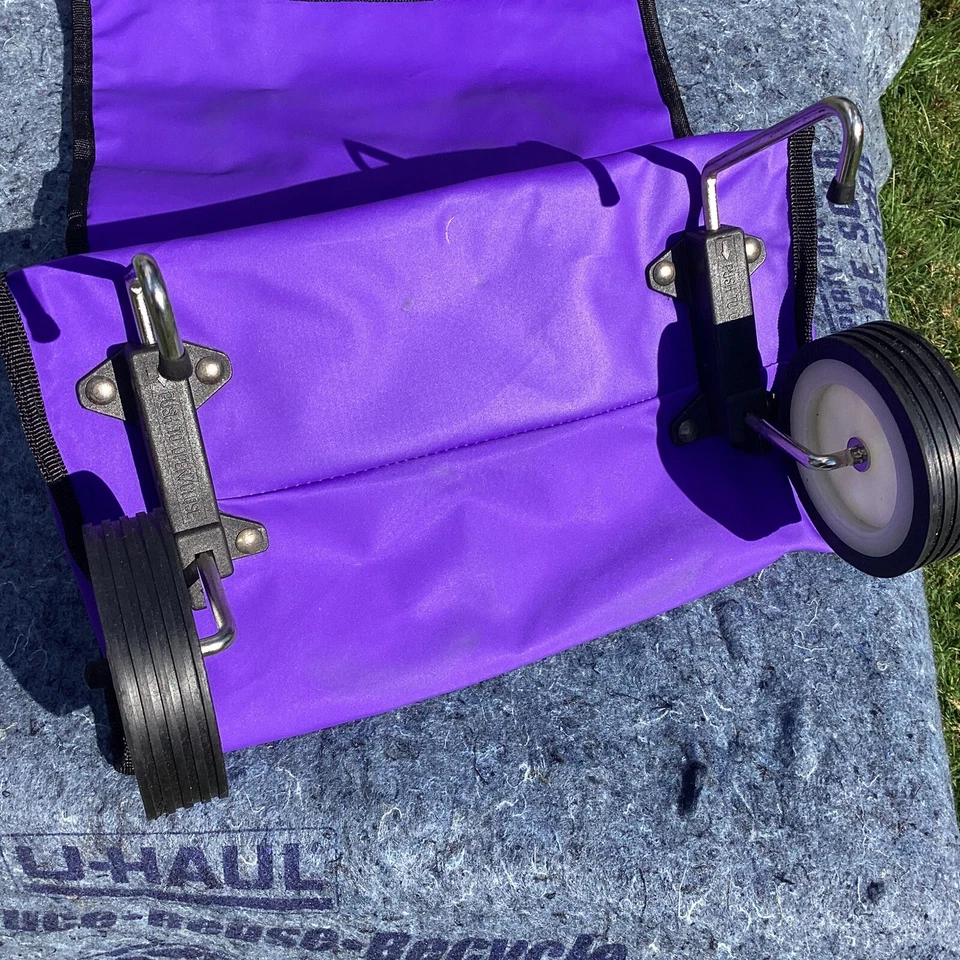 2000 QVC Freedom Shopper Lightweight Purple Folding Bag W/ Wheels + Handles - Image 4 of 4