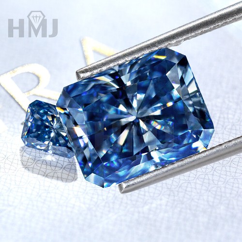 Radiant Cut Moissanite Stone Vivid Blue VVS1 With GAR Certificate DIY Jewelry - Picture 14 of 14
