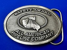All American Pipeline Company Safety Award Worker Commemorative 1994 Belt Buckle