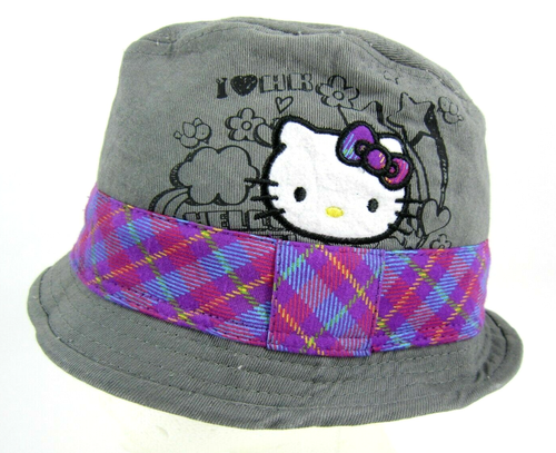 Hello Kitty Bucket Hat Gray Hello Kitty and embroidered RARE