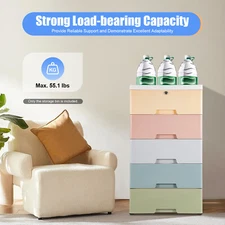 Chest of 5 Drawers Drawer Tower Dresser Clothes Storage Racks Bedroom Plastic