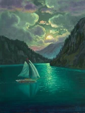 MAX COLE ORIGINAL OIL PAINTINGS SIGNED ANTIQUE VINTAGE STYLE SAILBOAT 64578