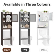 Bathroom Floor Cabinet Over Toilet Space Saver Storage Shelf Rack Wood 3 Colors