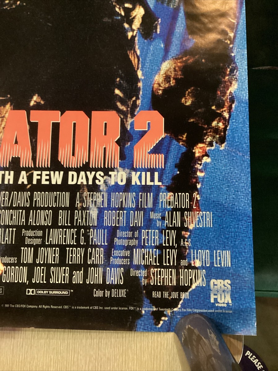PREDATOR 2 movie poster DANNY GLOVER original 1991 video