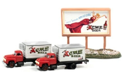 N 1954 Ford Box Trucks w/Outdoor Billboard - Acme Beer - Mini Metals #60003 - Image 2 of 2