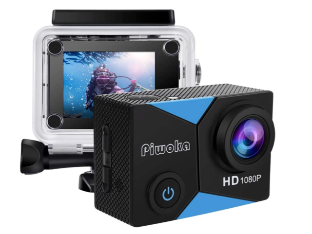 Piwoka Action Sport Camera FHD 1080P 98FT/30M Underwater Waterproof Black-Blue Piwoka Action Sport Camera FHD 1080P 98FT/30M Underwater Waterproof Black-Blue
