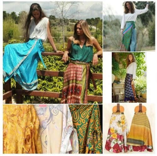 Wholesale Lot 5pc Skirt Women Wrap Around Silk Skirt long Skirt indian Skirt - Bild 7 von 10