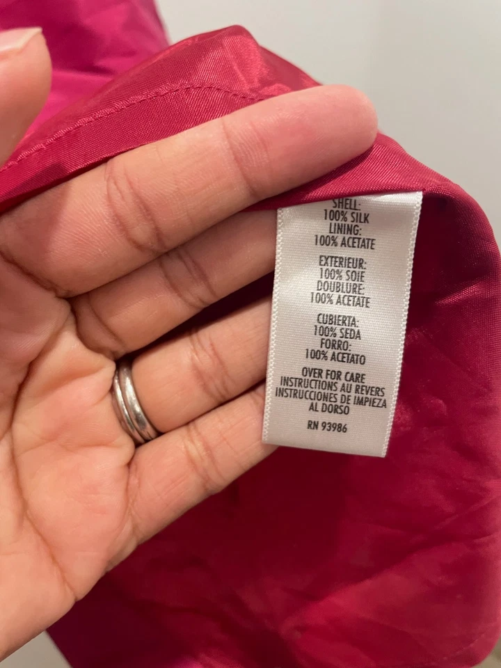 Vintage Casual Corner Womens Sheath Dress Size 6 Fuschia Silk Satin Minimalist - Image 3 of 4