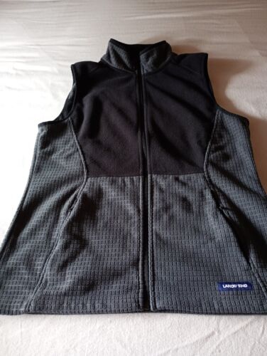 Lands End Damen Fleece Weste, Größe M/40/42 Normal, olive-schwarz, tailliert