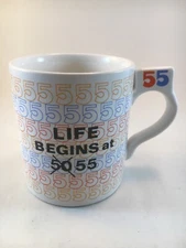 Vintage 55th Birthday Gift, Life Begins At 55 Coffee Mug