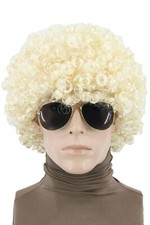 Unisex Short 70s Afro Wigs Blonde Short Curly Disco Wig Halloween Costume Par...