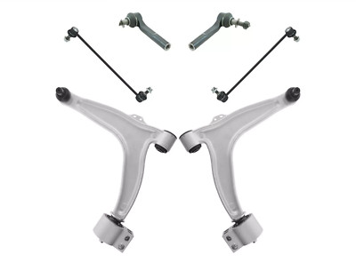 6 Piece Steering Suspension Kit Control Arms Tie Rods Sway Bar End Links