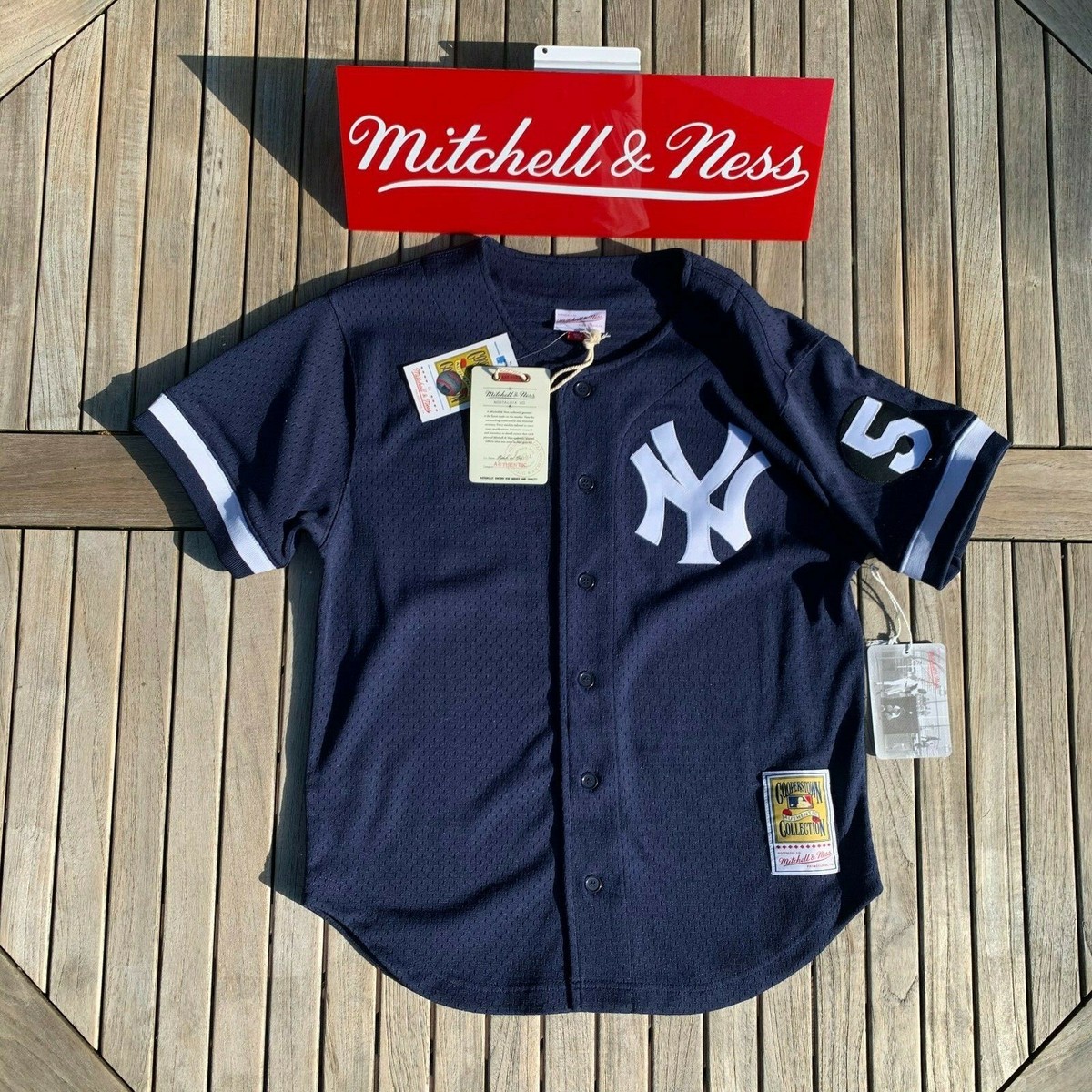 Youth New York Yankees Mariano Rivera Mitchell & Ness Navy Cooperstown Collection Mesh Batting Practice Jersey