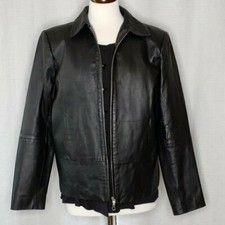 Clio 100% Genuine Leather Women's Black Moto Jacket Size Medium
