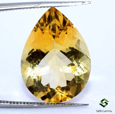 Certified Natural Citrine Pear Cut 18x13 mm 10.09 Cts Lustrous Faceted Gemstone