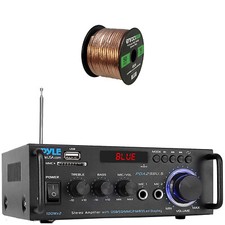 Pyle PDA29BU.6 Bluetooth Compact Power Amplifier Receiver, 50 Feet Speaker Wire
