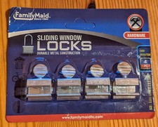 Sliding Window Security Locks - Durable Metal Aluminum 4-Pack Family Maid