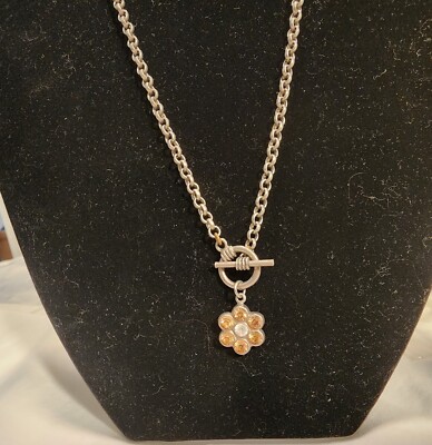 【TommassiniJewelry】Crystalハンドチェーン Vtg Signed Tommassini necklace with rhinestone flower silver