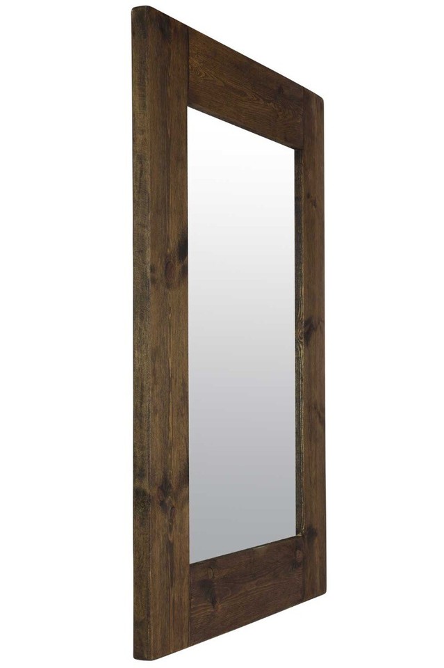 MirrorOutlet Large Rustic Dark Wooden Framed Wall Mirror - 47 X 35" 122 ...