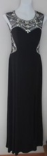 Formal beaded Gown Black Gorgeous Prom Gala Wedding  sequins sheer back size 6