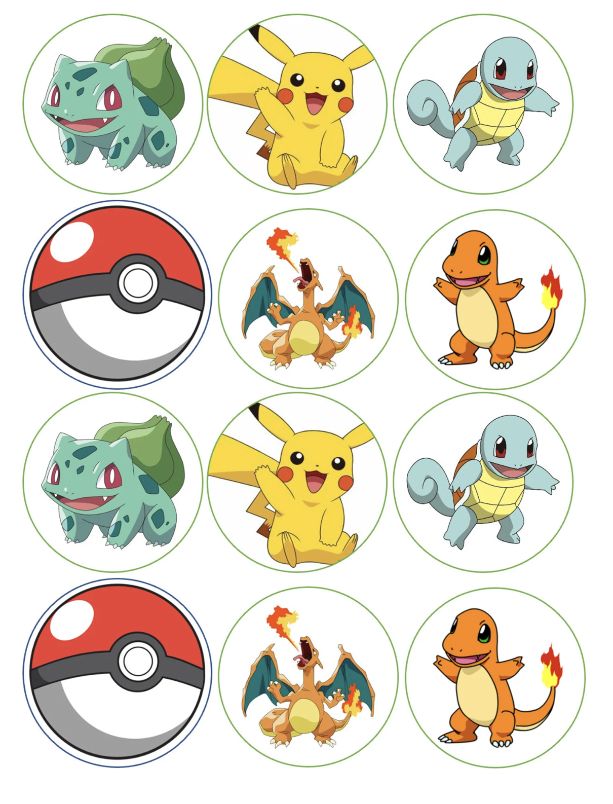 Set of 12 Pokemon edible paper, cupcake cookie toppers, PRE CUT, choose  size | eBay