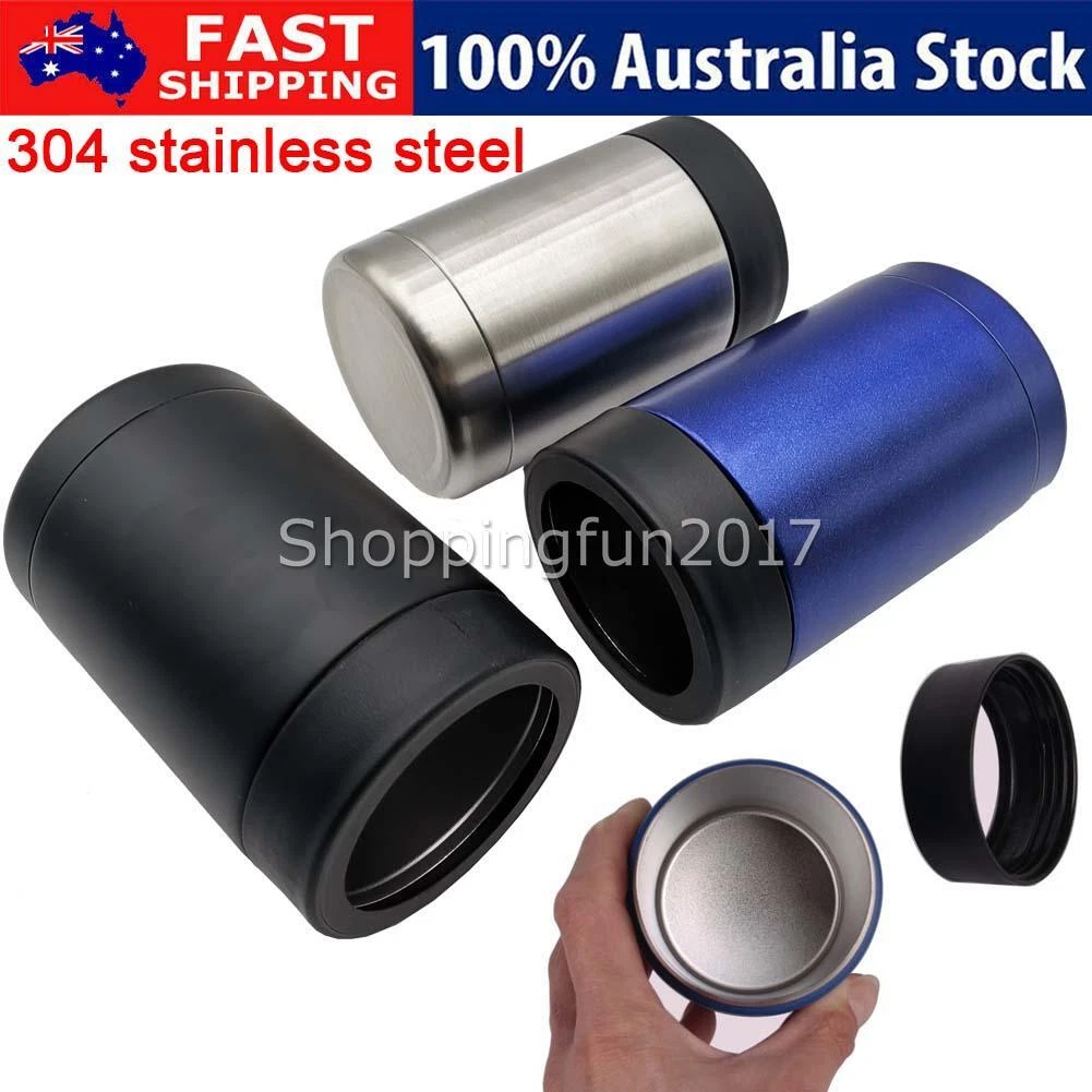 355ml Stubby Holder fits Cans Beer Bottles Stainless Steel