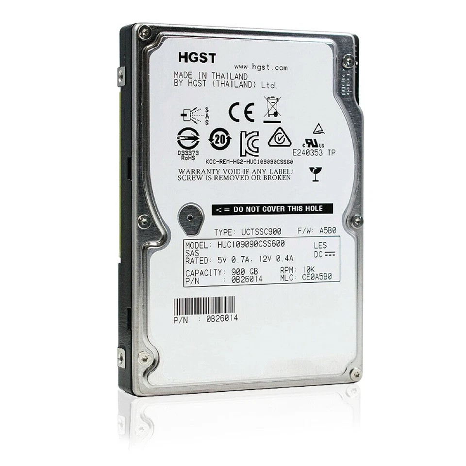 HGST 2.5" (SAS) Internal Hard Drive 900GB 10Krpm 64MB 0B26014, HUC109090CSS600 - Image 2 of 4