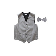 New Men's Tuxedo Vest Waistcoat Vertical Stripes Bowtie prom wedding party Gray
