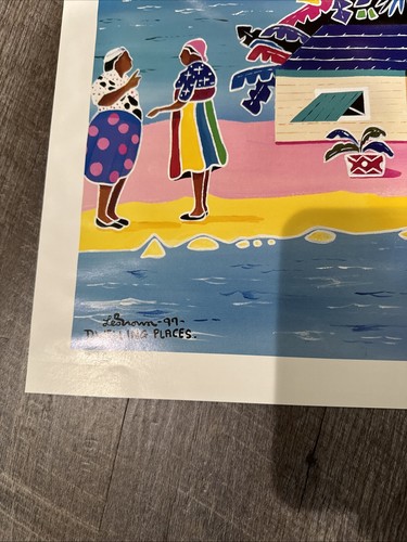 Bahamian Artist Leo Brown Dwelling Places 293/600 signed Bahamas Art Boho Beach - Picture 14 of 19