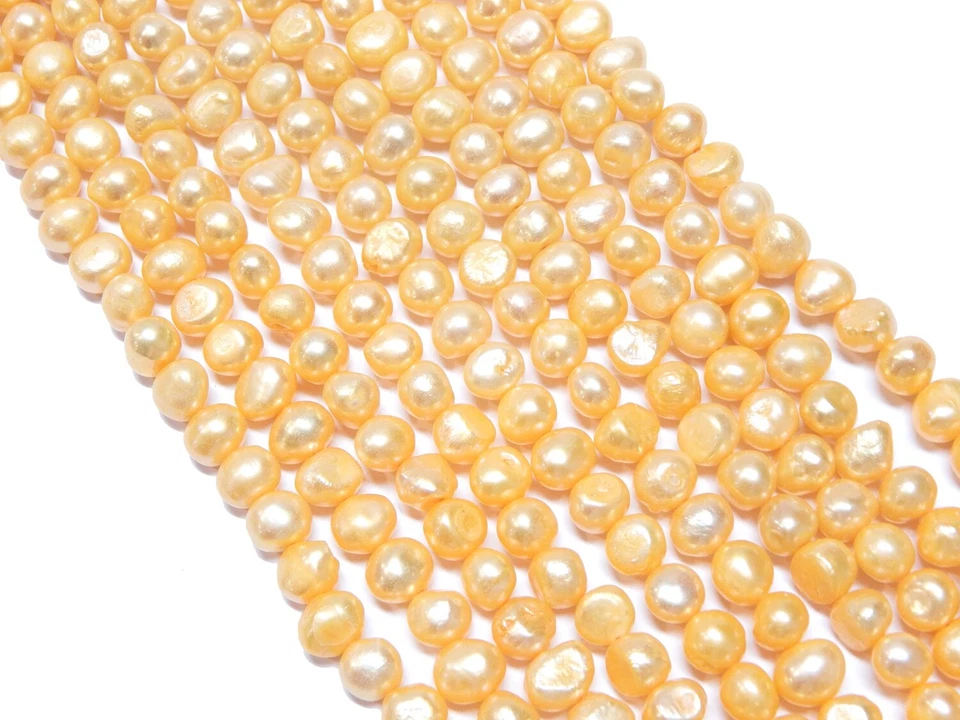 Zuchtperlen Natur 8mm Creme  Apricot Reiskorn Süßwasserperlen Schmuck Perle D488 - Bild 4 von 4