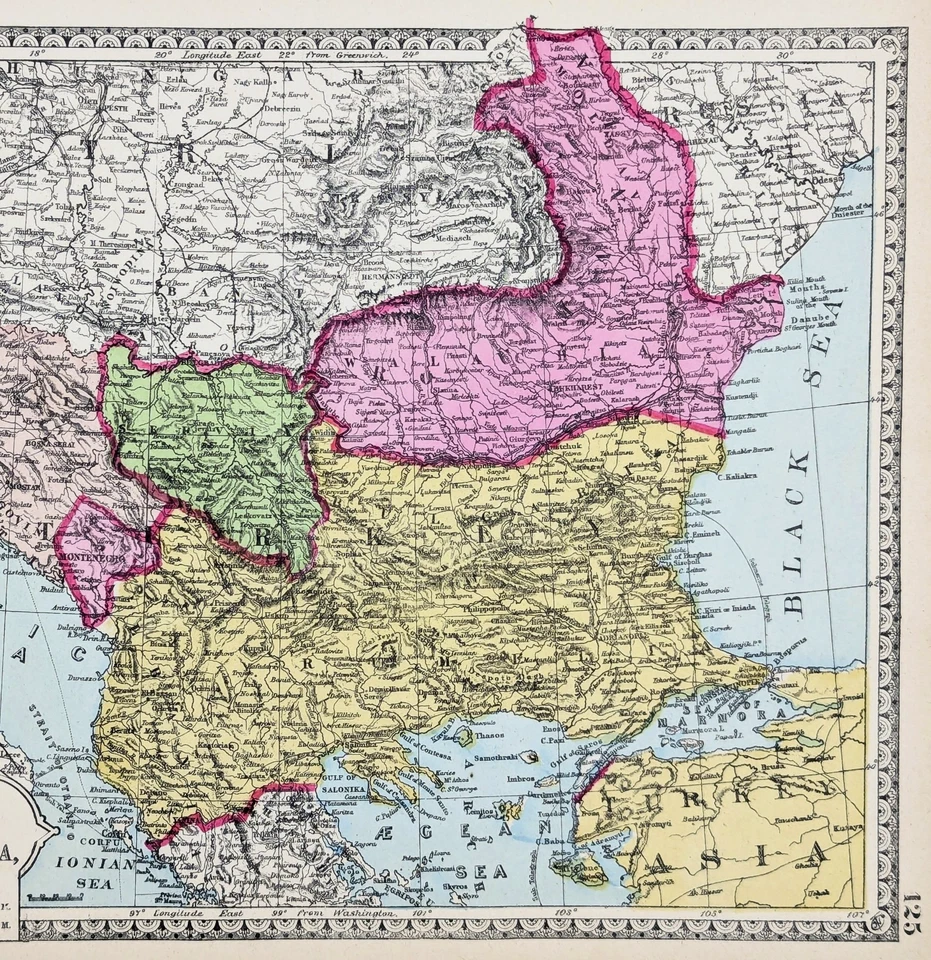 1887 年土耳其 - 奥托曼帝国 - 布尔加利亚地图原版 (12X9) 突尼斯 — 第 2/4 张图片