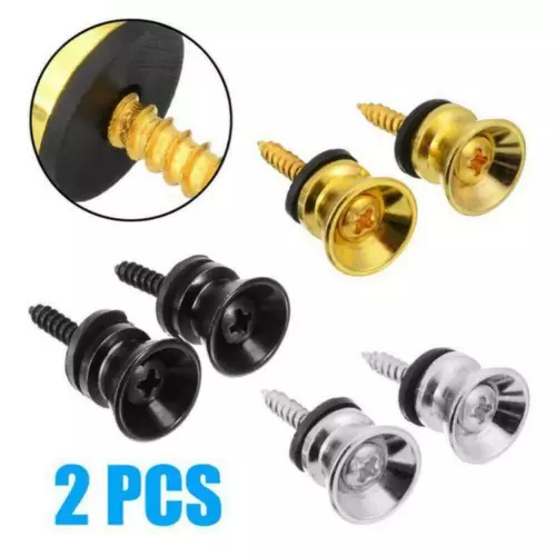 Black Gold Electric Guitar Strap Button Lock Pins Pegs For Acoustic Bass Ukulele