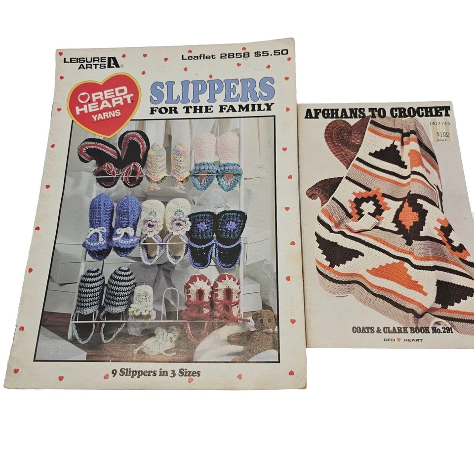 Red Heart Book of Slippers for the Family Crochet Patterns Afghans To Crochet - Image 2 of 4