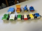Vintage Fisher Price Little People Car Lot Dump Truck Trailer Fuel Car Police 10