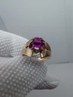 Vintage Women Ring Rose stone Sterling Gilded Silver 875  size 6