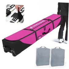 Rolling Ski Bag, Padded Snowboard Bags and Ski Boot Bag with 190cm Purple