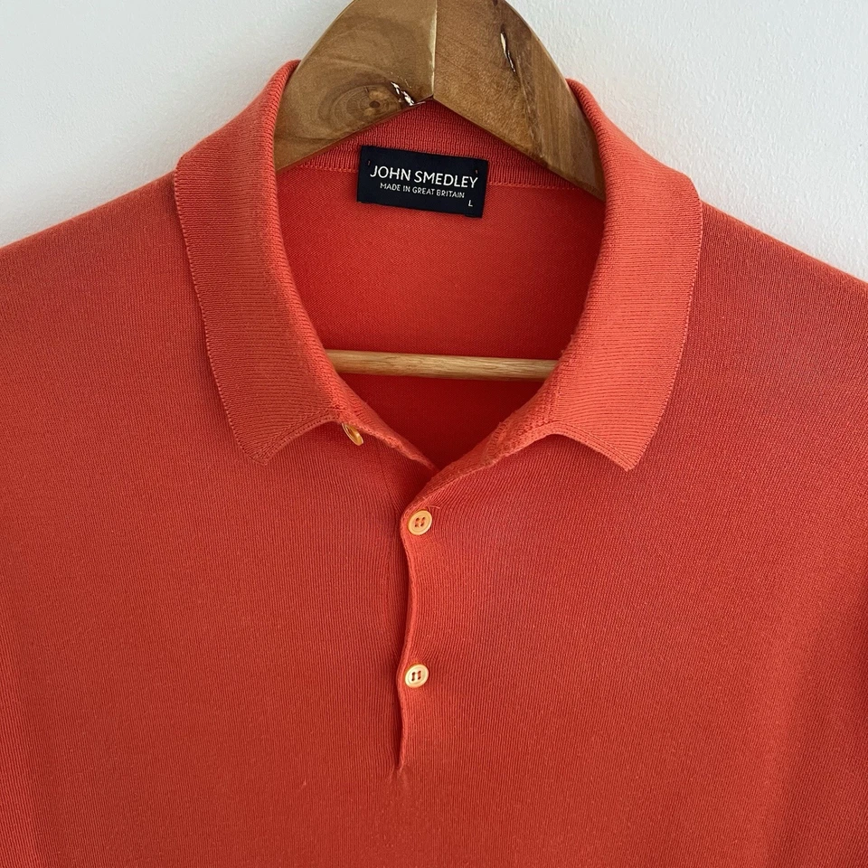 John Smedley Polo Shirt Size L Large Mens Orange Ombre Regular Short Sleeve — 第 2/4 张图片