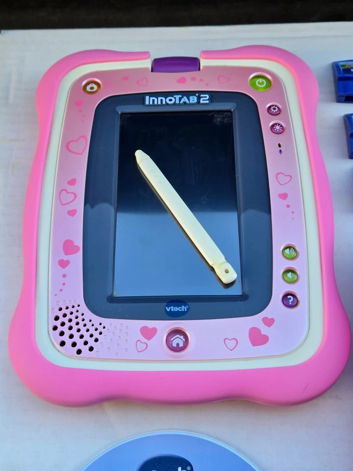 Vtech InnoTab 2 Kids Learning Touch Tablet Pink - Includes 9 Cartridges - READ - Image 3 of 4