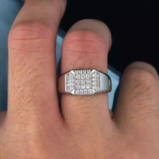 Men's Band Wedding Ring 2Ct Round Cut Lab-Created Diamond 14K White Gold Plated