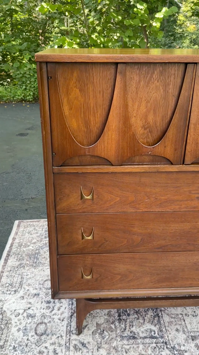Broyhill Brasilia Mid Century Walnut Magna Highboy Dresser 8