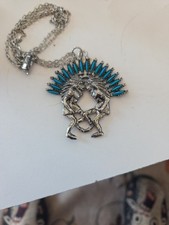 6 anciens collier ZUNI faux argent avec couleur turquoise Soinche danse cérémonielle