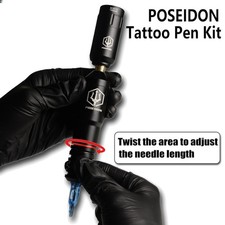 Comprehensive POSEIDON Tattoo Kit: Machine, Needles  Inks - Beginner-Friendly
