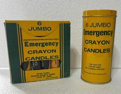 Vtg Crayola Emergency Crayon Candles Box of 6 Can of 4 Unused (M17)