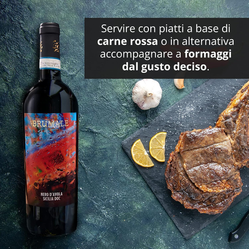 Brumale - Vino Rosso Nero D'Avola Sicilia DOC - Bottiglia Da 750 Ml - Foto 3 di 6