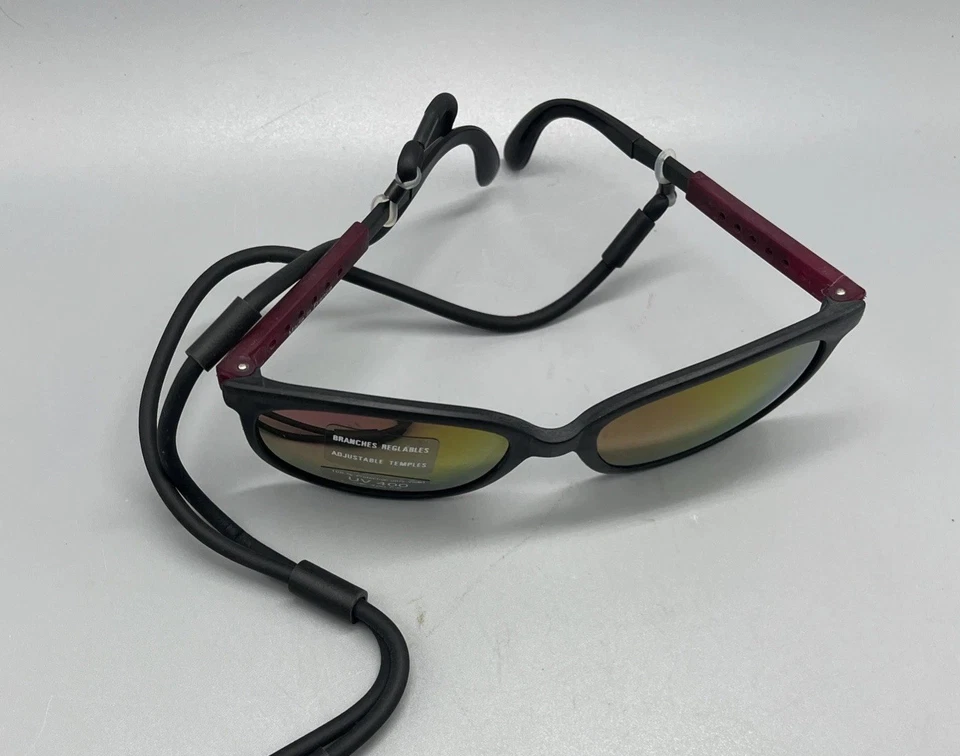 De colección. Gafas de sol ajustables Rubber Banz años 80 hechas en Francia lentes espejadas moradas Foto 2 de 4